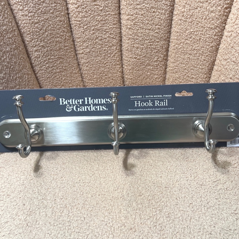 Better Homes & Gardens Safford Hook Rail Satin Nickel 3 Hook Rack BH20-19235611
